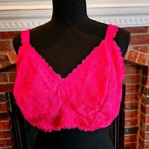 Auden Hot Pink, Lacy Bra, No Wire. Size 46C.
